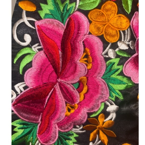 Ethnic Handmade Embroidery Black Floral Sling Bag With Tassels, Pom Poms & Beads - Picture 4 of 8